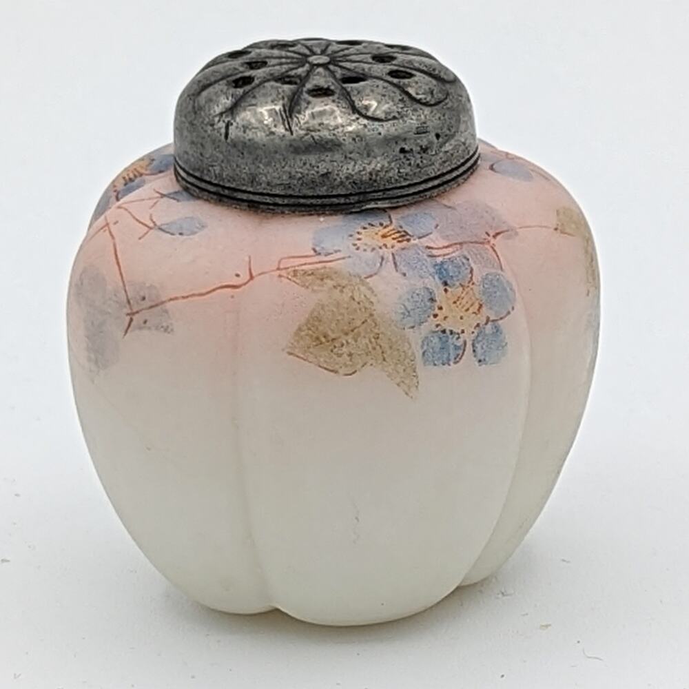 Antique Mount Washington Hand Painted Art Glass Melon Shaker c 1890 - Picture 13 of 13